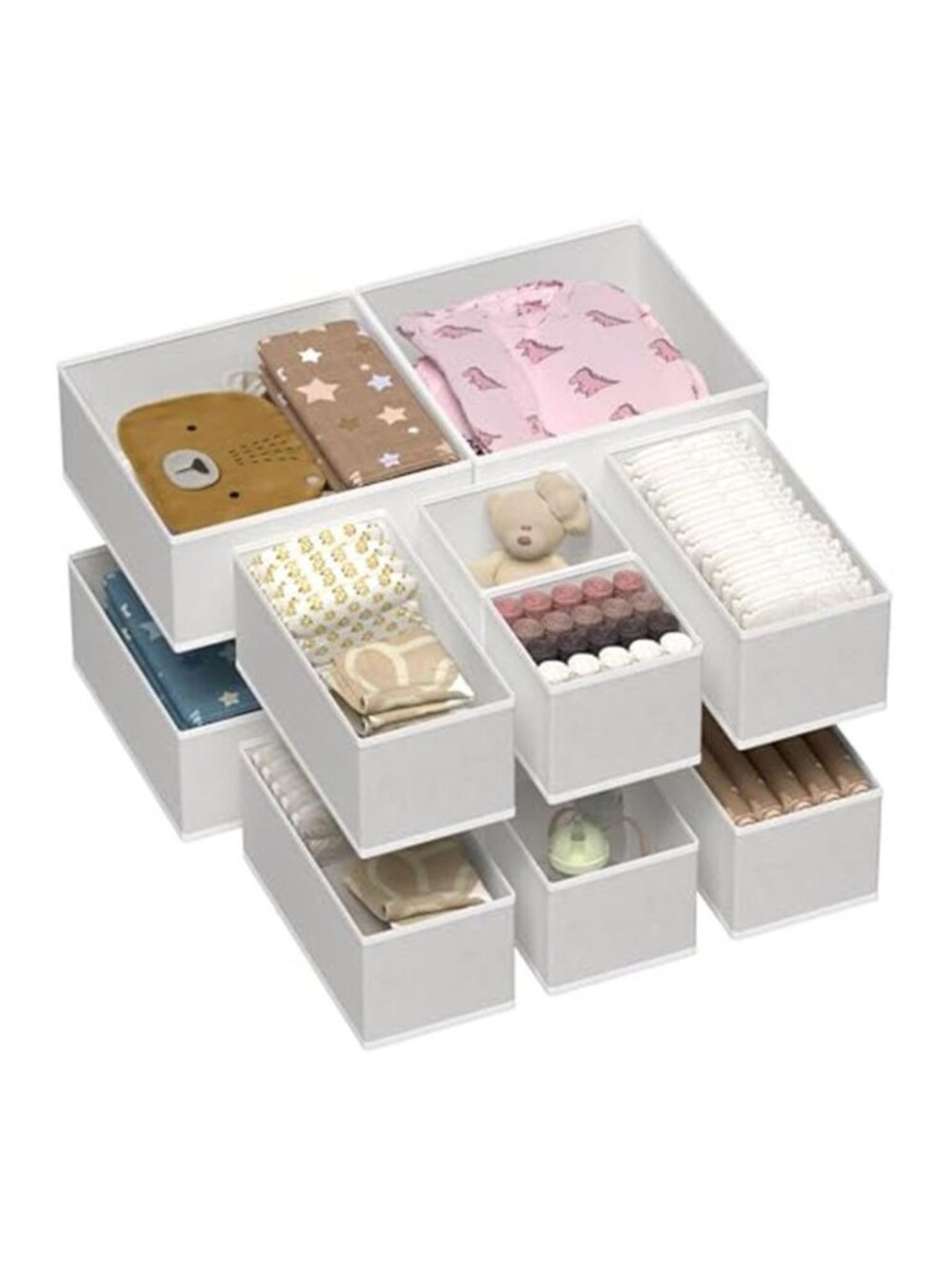 Closet Drawer Organizer Bins Set 12 Pack Fabric Storage Boxes Underwear Socks